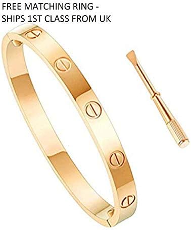 Love Screw Bracelet with matching screwdriver Exceptional Quality Titanium 18ct Plated.