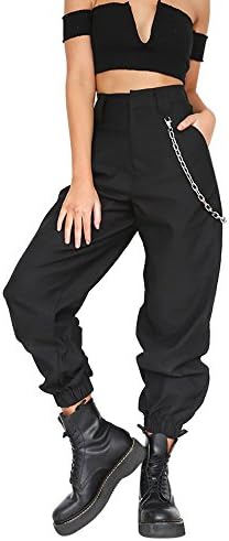 Yalasga Harem Baggy Pants For Women,Teens Girls Casual Hip Hop Dance Jogging Sweat Pants Slacks Trousers With Pocket Chain
