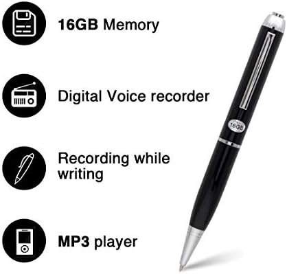 PESGONE 16GB Digital Audio Voice Recording Pen for Interviews Student Courses .Pen Recorder Pen Refill Dictaphone MP3 Player 3-in-1 with Mini USB Disk