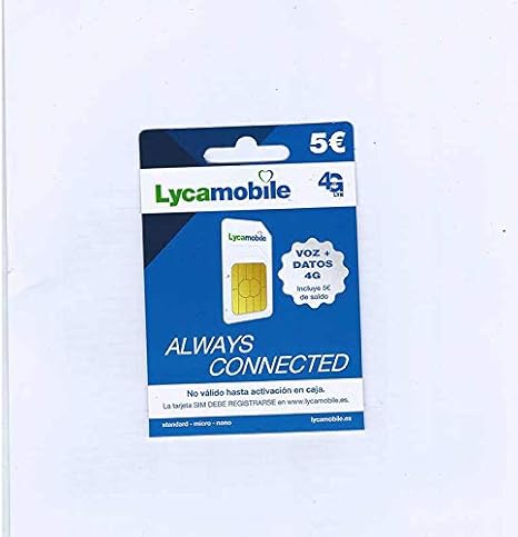 Tarjeta SIM Lycamobile - 5 Registrate TÚ Mismo: Amazon.es: Electrónica
