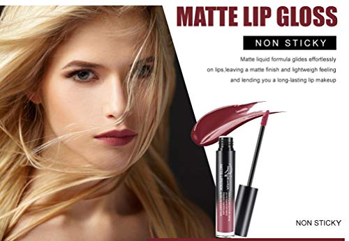 Lip Gloss by Rejawece - Waterproof Long Lasting Matte Lip Gloss Liquid Lipstick Beauty Makeup Cosmetics Lip Stick - Single Color 2#
