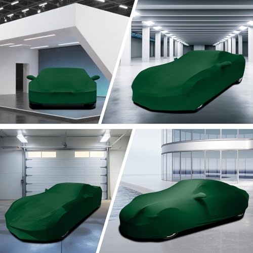 WinPower Car Cover Interior Anti-Dust Breathable Elastic Canvas Covers Full Protective Cover Soft Anti-Scratch Sports Cover for Garage Car Exhibition Green, 4.60-4.89M, 1 Piece