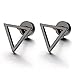 Unisex Stainless Steel Black Open Triangle Stud Earrings for Man and Women, Screw Back 2pcs