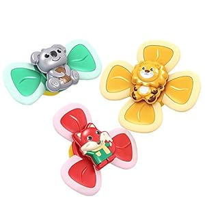 3 Pcs Baby Spinner Toy Silicone Spinning Top Toy with Suction Cup for Baby, Smooth Shape, No Burr No scratche, Lovely…