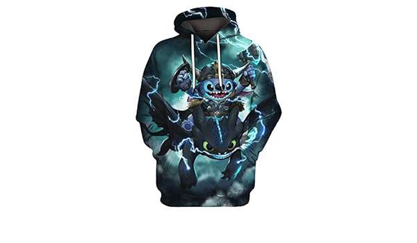 stitch riding toothless hoodie