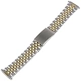 Voguestrap TX121T Allstrap 16-21mm Two-Tone Adjustable-Length 2-Tone Link- Center Clasp Watchband, Watch Central