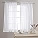 jinchan White Sheer Curtains for Living Room 63 inch Length Off White Curtains Rod Pocket Back Tab Faux Linen Curtains Open Weave Sheers Lightweight Voile Drapes Bedroom Window Curtain Set 2 Panels
