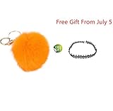 Shensee Imitate Rabbit Fur Ball Keychain Cute Plush Key Ring Pendant Bag (orange)
