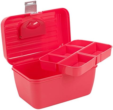 Easygift Products Storage Box With Removable Tray Carry Tool Case with Handle Multi Functional Organiser - Pink