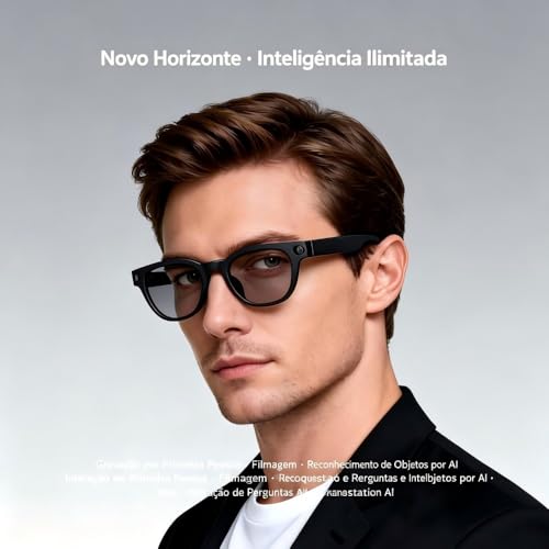 YARUIKE Óculos Inteligentes MT3 AI Tradução em Tempo Real, Câmera 8MP, Óculos com Câmera para Gravação, Anti-azul + Óculos de Sol, IP65, Bluetooth, Controle Tático, para Viagem e Trabalho (Preto)