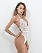 gagaopt One Piece Lingerie Lace Bodysuit Deep V Neck Halter Babydoll Underwear White