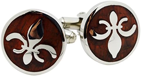 HEHIM(TM) 2 PCS Cuff Links for Men Silver Vintage Rosewood With Gift Box FCL-010