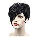 Curly Short Wigs, Inkach Fashion Girls Bob Wig Synthetic Straight Hair Wigs (Black)