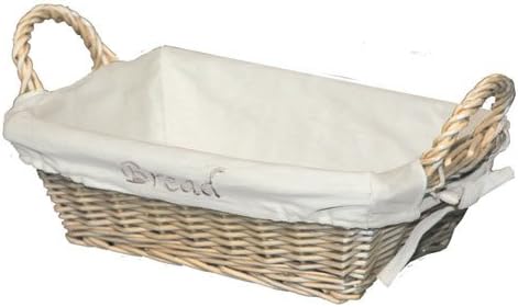 JVL Rectangular willow wicker lined bread basket 28 x 21 x 9 cm, Brown, 28 x 21 x 9 cm approximately