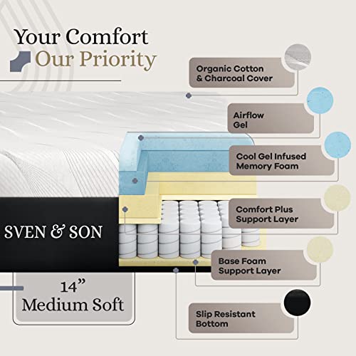 Sven & Son Queen Essential Adjustable Bed Base Frame + 14" Luxury Cool