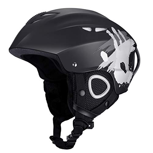 MOHOO Ski Helmet, Snowboard Helmet - Goggles Compatible, Adjustable Venting, Removable Liner and Ear Pads, Lightweight Black Safety-Certified Snow Sports Helmet for Men, Women