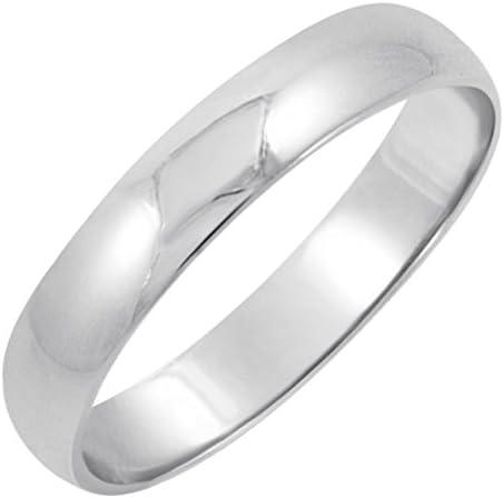 Classic 4mm Solid 10K White or Yellow Gold Traditional Classic Plain High Polished Wedding Band for Men or Women (Available Sizes 7-14)