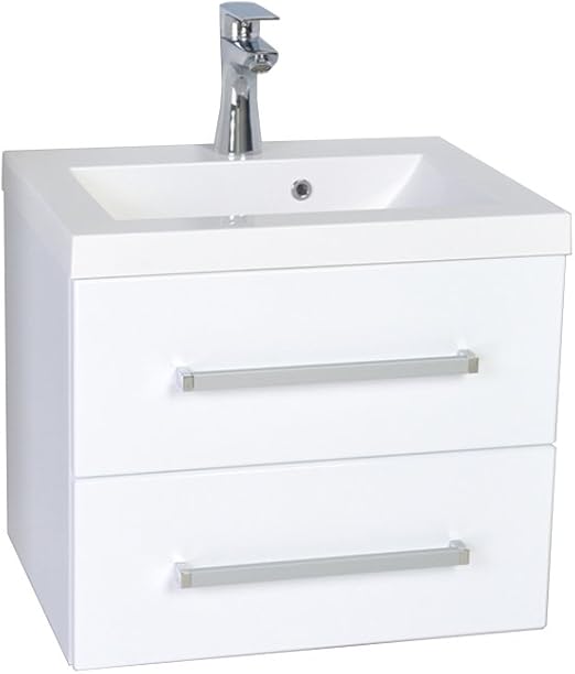 Quentis Badmobel Genua 50 Waschbecken Mit Unterschrank 2 Schubladen Softeinzug Weiss Glanzend Waschbeckenunterschrank Montiert Amazon De Baumarkt