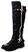 JJF Shoes Mango-21 Women's Winkle Back Shaft Side Zip Knee High Flat Riding Boots Black 10