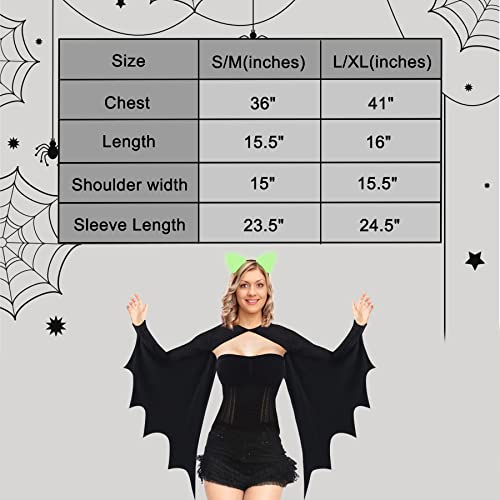 Halloween Bat Wings Costumes Glow in The Dark Women\'s Cozy Bat Shrug and Headband