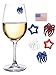 4th of July Decorations for Your Wine Glass - 6 Magnetic Drink Markers or Charms Great for Summer Celebrations or BBQs by Simply Charmed