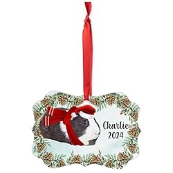 Black White Guinea Pig Christmas Ornament 2024