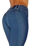 Diamante Style K064– Colombian Design, High Waist, Butt Lift, Levanta Cola, Skinny Jeans In Washed Blue Size 5