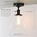 PERMO Modern Small Semi Flush Mount Ceiling Pendant Light Glass Ceiling Lights Hallway Fixtures with Funnel Glass Lampshade, 1-Light (Black)