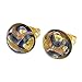 Glass Of Venice Murano Glass Button Stud Earrings - Gold and Blue