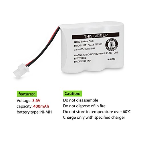 QTKJ BT17333 BT27333 battery for Vtech Cordless Phone BT17233 BT27233 BT163345 BT263345 CS2111 AT&T 01839 Sanyo CLT3500 GESPCH06 Radio Shack CS90174 12280731 23-956 23-9069 Cordless Handsets (3-Pack)