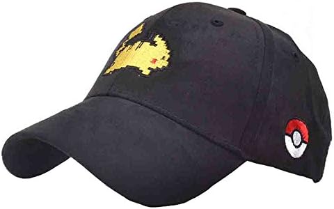 Pikachu Faux SuedeBaseball Cap Embroider HatWomen Men Snapback Adjustable Sport Outdoor Gorras (Black-2)