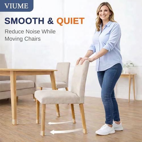 VIUME 24 Pcs Chair Leg Floor Protectors for Hardwood Floors Silicone Covers Felt Pads Furniture Leg Caps Anti-Scratch Reduce Noise Fit (1-5/16" to 2")