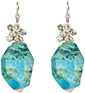 Turquoise and Crystal Drop Earrings, Silver