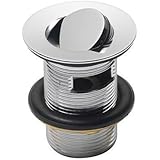 Nes Home | Basin Waste - Slotted Brass Flip Top Swivel Spinner Overflow Sink Button UK Bathroom Chrome