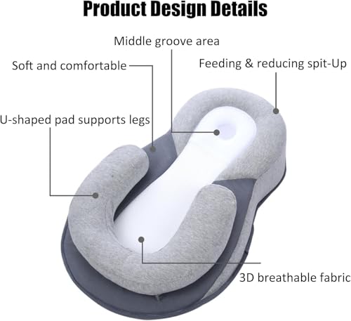ZERIFAM Baby Feeding Support Pillow,Wedge Pillow for Newborn,Anti Reflux Newborn Pillow for Reducing Spit-Up,Reflux Breastfeeding Nursing Pad Mat,Baby Pillows for Sleeping Bottle Feeding