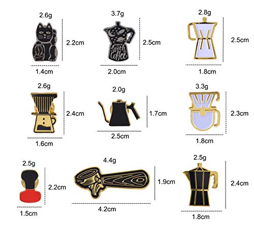 image for CAFEMASY Brooch Pins Set, Coffee Life Series 9pcs, Colorful Paint Tech