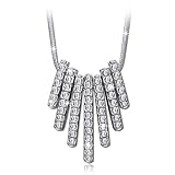 QIANSE Seven Tubes Pendant Necklace White Gold Plated Alloy Fashion Jewelry for Women