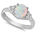 Oval Lab Created White Opal & White Simulated Diamond Ring Size 8