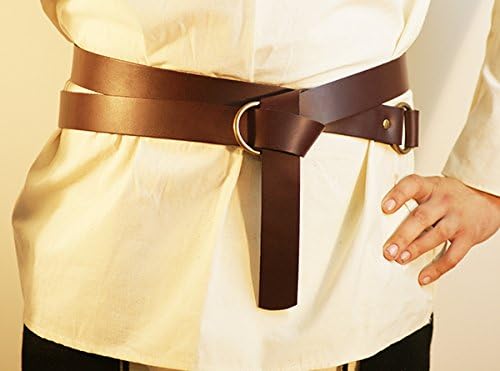 CL HISTORICAL COSTUMES Medieval-LARP-Reenactment-Viking-Battle Ready Brown Leather WRAP Around Knights Belt 2" Wide