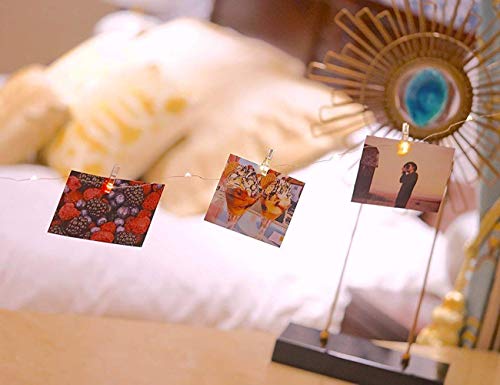 LCHUANG Photo Clip String Lights 17Ft, 50 LED Fairy String Lights with 50 Clear Clips for Hanging Pictures, Photo String Lights with Clips - Best Dorm Bedroom Wall Decor Wedding Decorations