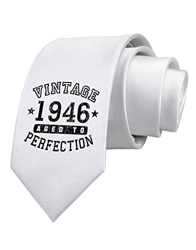 TooLoud 70th Birthday Vintage Birth Year 1947 Printed White Neck Tie