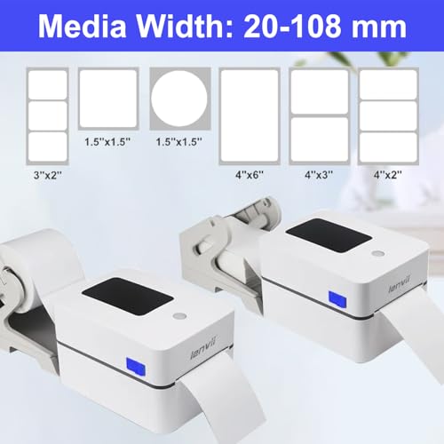 LENVII 2/3/4 Inch Bluetooth Thermal Label Printers | Shipping Labels Printer | 152mm/s High-Speed 203DPI USB Barcode Printer Compatible with Aramex/Noon/Emirates Post | Windows/Mac/Dubai Mall Kiosks