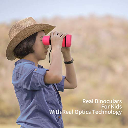 Kid Binoculars for Boys Girls,Refasy Children Outdoor Toy for 3-10 Year Old Girl Boys Best Gifts for Bird Watching 4 5 6 7 8 Year Old Small Pocket Binoculars Compact Opera Glasses for Girls Toys Pink