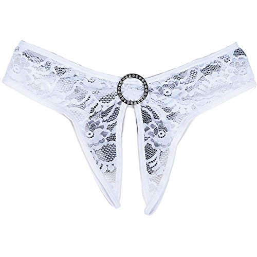 SOH Stretch Lace Open Front & Back Panty White - Size Small-Medium