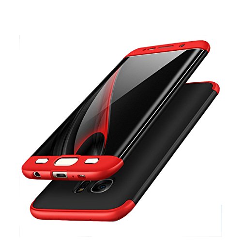Galaxy S7 Edge Case, AICase 3 in 1 Ultra Thin and Slim Hard PC Case Anti-Scratches Premium Slim 360 Degree Full Body Protective Cover for Samsung Galaxy S7 Edge (Red+Black)