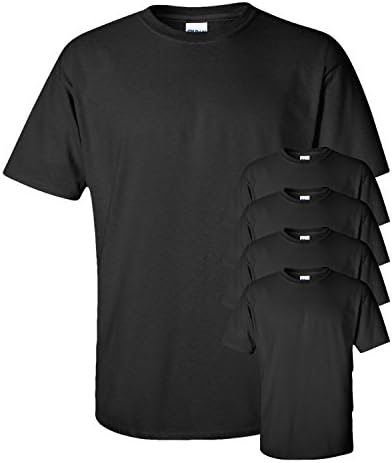 Gildan Adult 4XL Black 6.1 oz 100% Cotton Short Sleeve T-Shirt