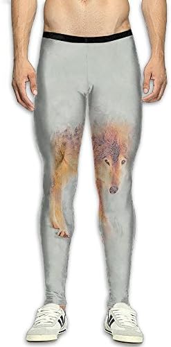 Men's Compression Cool Dry Sports Tights Pants Forest Wolf Polyester Running Leggings Yoga