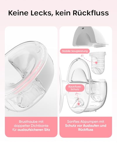 Nuliie Breast Pump Electric Portable S32, Electric Breast Pump Hands-Free 4 Modes 9 Levels with 13/15/17/19/21/24 mm Comfortable Flange, Private, with Replacement Accessories Included (2 Packs, White)