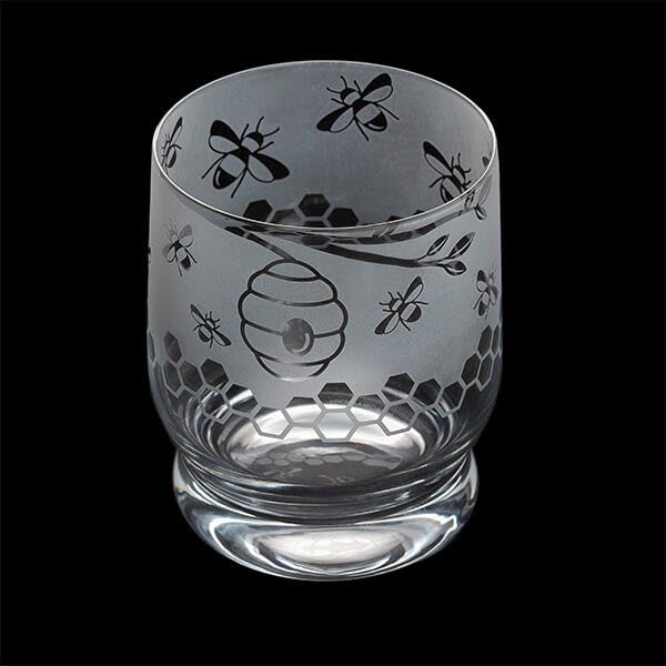 Dartington Crystal Apsect Tumbler Bees, Single | Tumbler Glass | 100mm | 350ml | Dishwasher Safe