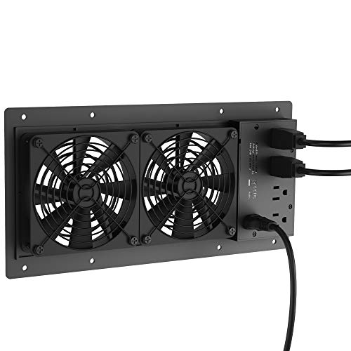 Hiree Quiet Cooling AC Fan Dual 4 inch Ventilation Axial Muffin Fan with 4 AC Power Outlet for Home Theater Receiver DVR Amps AV Computer Cabinet Closet Electronic Equipment DIY Vent Exhaust System - Thumbnail 7
